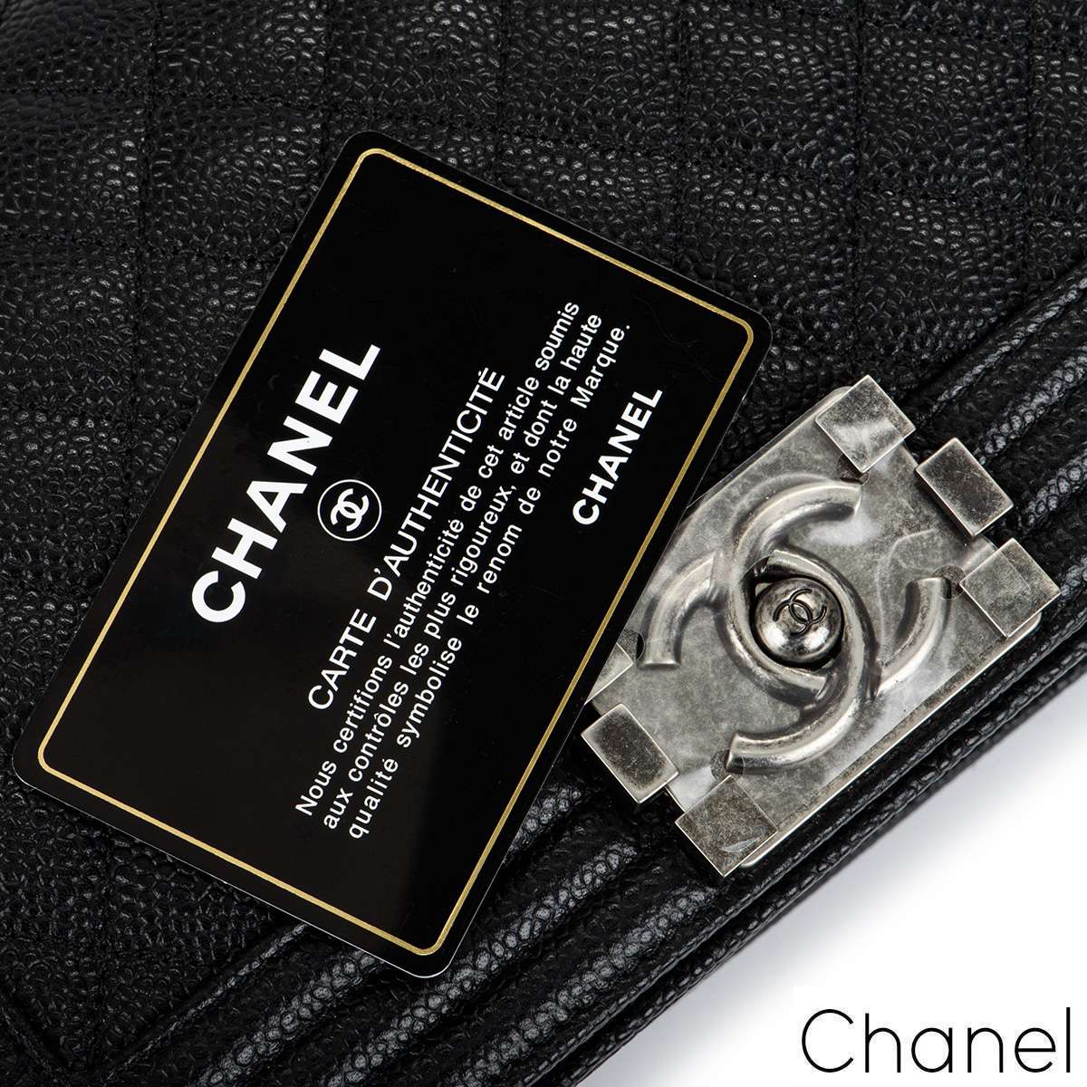 Chanel Black Caviar Boy Flap Bag Ruthenium Hardware Rich Diamonds